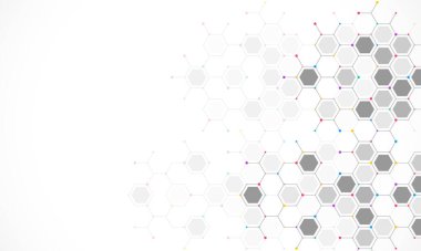 Altıgenlerin şekil modelinin geometrik arka planına sahip soyut tasarım ögesi. Vektör illüstrasyonu