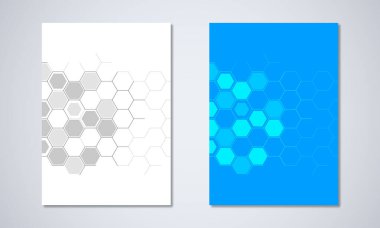 Bir iş broşürü veya kapak kitabı, sayfa düzeni, el ilanı tasarımı ve poster şablonu için altıgen şekilli soyut geometrik arkaplan.