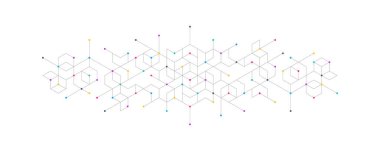 Basit geometrik şekiller ve noktalarla soyut desen.