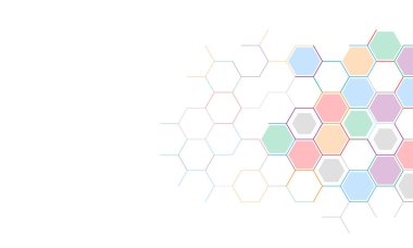 Altıgen şekil kalıbının geometrik arka planına sahip soyut tasarım ögesi. Görüntü