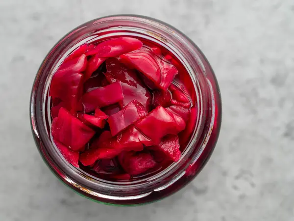 Pickled Red Cabbage Glass Jar — Stock Photo, Image