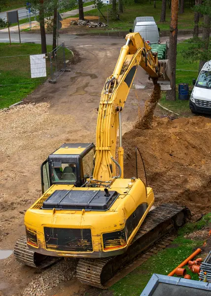 Construction Site Yellow Excavator — Stock Photo, Image