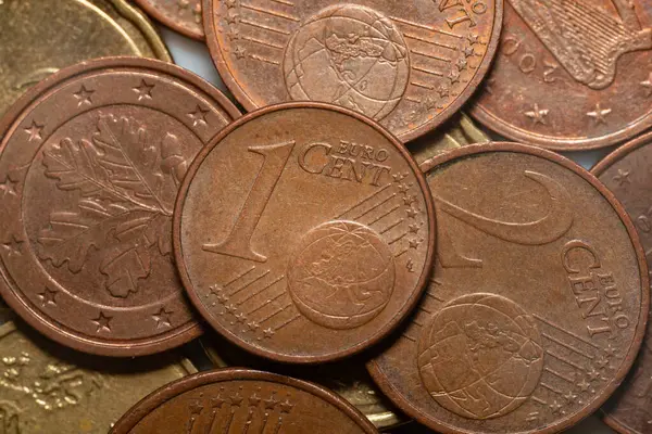 Монети Євро Монети Європейська Валюта — стокове фото