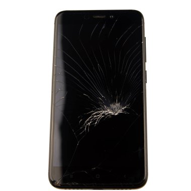 Modern dokunmatik ekran smartphone ile kırık ekran beyaz arka plan üzerinde izole.