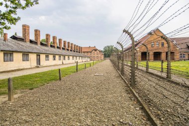 Auschwitz, Poland- 16 Temmuz 2023: Auschwitz-Birkenau toplama kampı Polonya