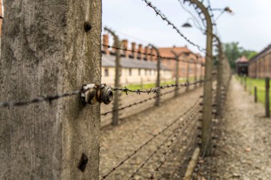 Auschwitz, Poland- 16 Temmuz 2023: Auschwitz-Birkenau toplama kampı Polonya