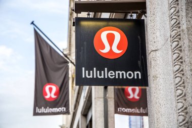 London, UK - September 14, 2023: Lululemon sign at the entrance of retail store of Lululemon. An athletic apparel retailer clipart