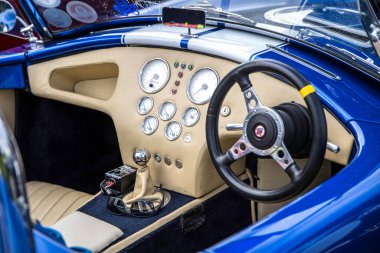 Bristol, UK- 13 Ağustos 2023: Shelby Kobra 'nın iç mekanı.