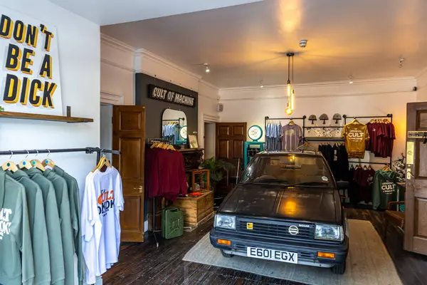 stock image Ettington , UK - June 5, 2024: Popular Caffeine and Machine The Hill Interior Car Enthusiast meeting place.