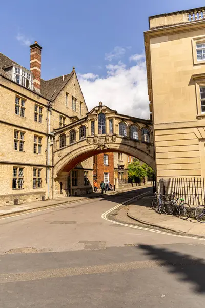 stock image Oxford , UK - June 5, 2024: The Bridge of Sighs or Hertford Bridge is between Hertford College university buildings in New College Lane street.