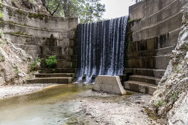 stock image Waterfall in Epta piges park at Rhodes island, Greece.