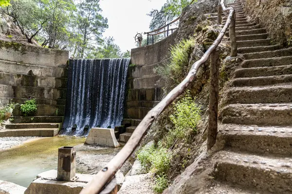 Stock image Waterfall in Epta piges park at Rhodes island, Greece.