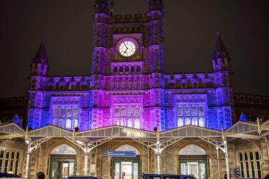 Bristol, England UK - February 12 2023: Temple Meads Railway Station At Night. clipart