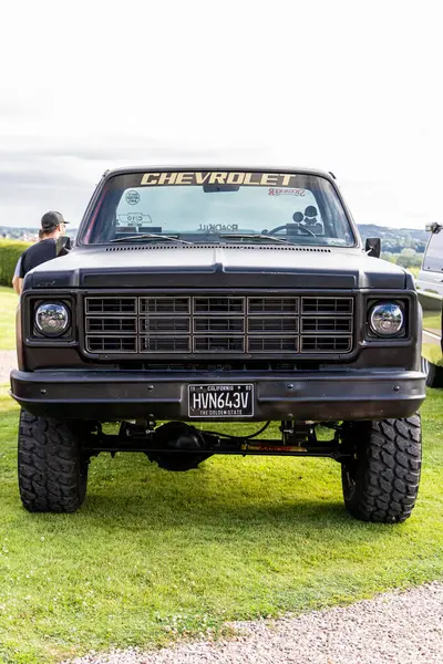 stock image Bristol, UK- August 11, 2024: Front view of Black Chevrolet pickup truck. Chevrolet CK series.