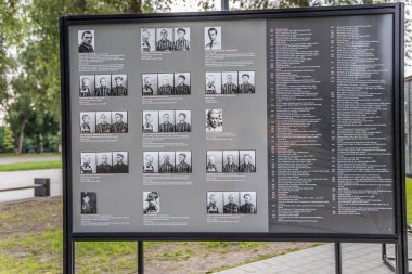 Auschwitz, Poland- 16 Temmuz 2023: Auschwitz soykırım kamplarında çocukların anneleri ve yaşlılar da dahil olmak üzere bazı ölü mahkûm resimlerinin olduğu.
