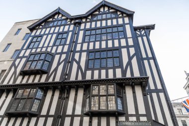 London, UK- September 19, 2024: Liberty London Great Marlborough Street Black and White Building Timber Framed Building. clipart