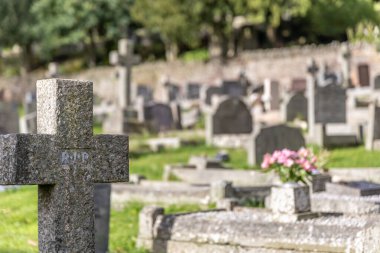 Cross Grave Stone 'da RIP Mezarlığın arkasında.