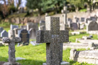 Cross Grave Stone 'da RIP Mezarlığın arkasında.