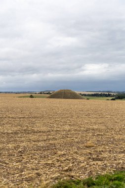 Silbury Hill, Avebury yakınlarında, Wiltshire, İngiltere. Avrupa 'nın en büyük yapay neolitik höyüğü olup, yeni bir Beaker People dalgası tarafından M.Ö. 2400 civarında yapılmıştır. 5 dönüm ve 40 metre yüksekliğinde..