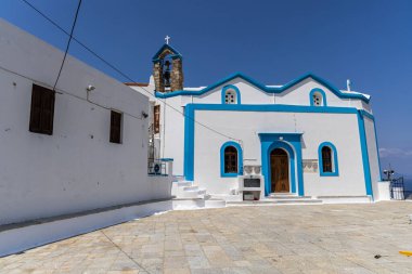 Symi, Yunanistan - 10 Mayıs 2024: Panagia Kalesi Kilisesi