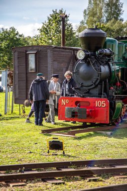 Aluksne, Letonya - 25 Eylül 2023 Henschel ve Sohn tarafından yapılan Buhar Lokomotifi SIAM.