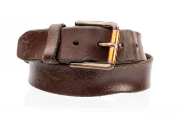 Paslı Tokalı ve Sıkıntılı Görünüşlü Klasik Kahverengi Deri Kemer.