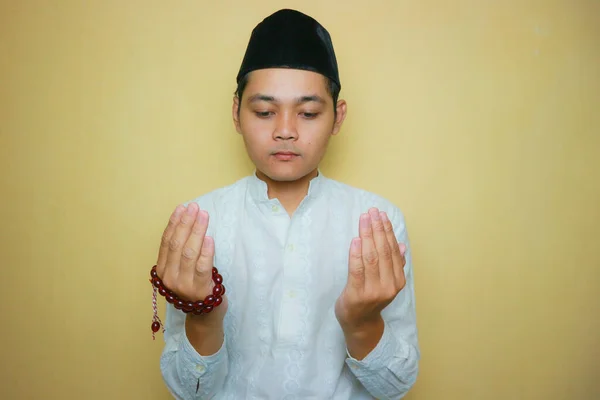Homme Musulman Indonésien Origine Asiatique Portant Des Vêtements Musulmans Peci — Photo