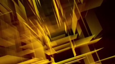 Düz yüzeylerin şeffaf sarı hologramına sahip 3 boyutlu arkaplan, döngü videosu, 4k, 60 fps