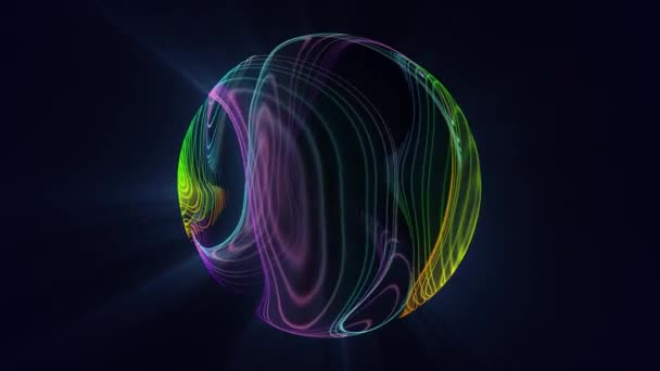 Abstract Colorful Sphere Made Energy Lines Shiny Background Looping Video — Stock Video