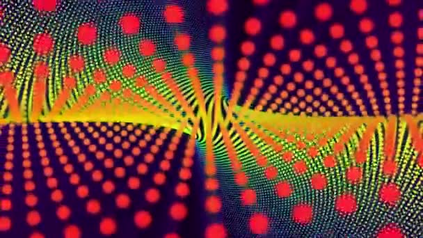 彩色圆点和具有辉光效果的线条构成的运动形状的抽象背景 环形视频 60Fps — 图库视频影像