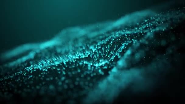 Abstract Background Light Blue Waves Made Glittering Particles Looped Video — Stock Video