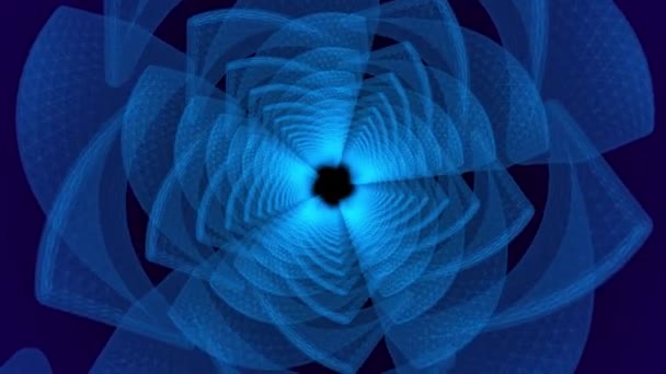 Blauwe Tunnel Van Roterende Abstracte Vormen Met Zacht Lichteffect Lussen — Stockvideo