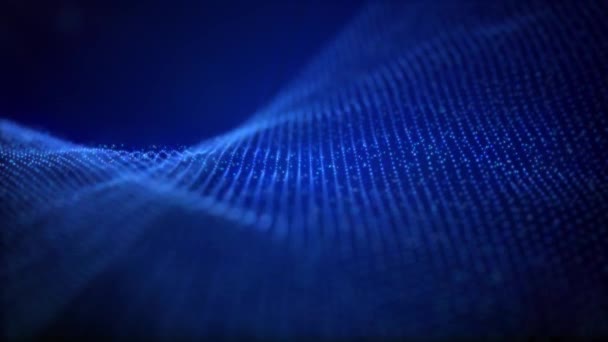 暗い背景に青い粒子波の抽象フィールド ループビデオ Fps — ストック動画