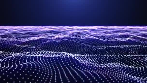暗背景下由发光粒子构成的抽象白波和蓝波的能量场 有移动照相机效果 Fps — 图库视频影像