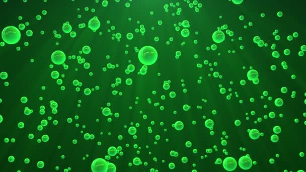 Abstraktní Pozadí Zelenými Bublinkami Vodě Kyselou Září Efektem Lesku Video — Stock video