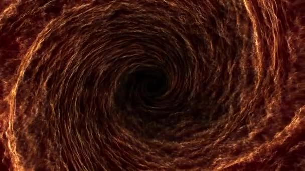 Абстрактный Спиральный Вихрь Золотых Огненных Волн Горячих Облаков Энергии Вращающихся — стоковое видео