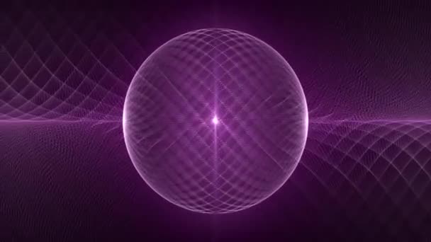 Бесшовная Петля Анимации Абстрактной Фиолетовой Сферы Белых Энергетических Линий Частиц — стоковое видео