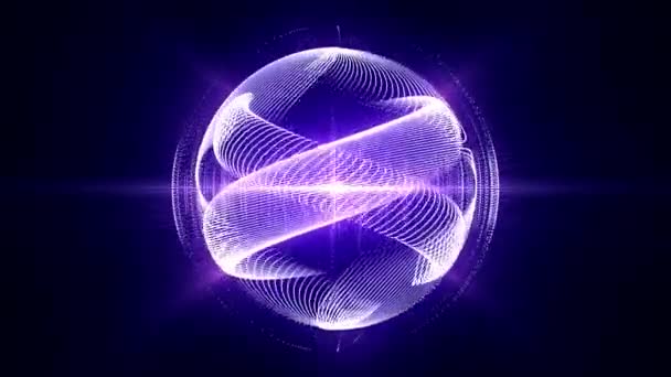 Seamless Loop Animation Abstract Energy Sphere Made White Curvy Lines — Stock Video