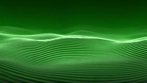 Wavy Field Glowing Green Stripes Soft Light Shine Effect Abstract — Stock Video