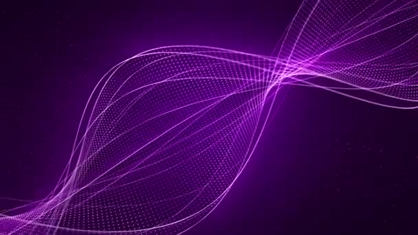 无缝隙环路动画 抽象透明结构 由明亮的紫色粒子和线条组成 具有深层发光效果 计算机科学和数字技术背景 循环视频 60Fps — 图库视频影像