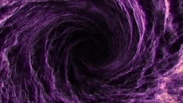 燃烧的漩涡由紫色的能量云构成 在黑暗的背景下具有明亮的发光效果 随机旋转和变形的计算机波产生的抽象涡旋 视频动画 Fps — 图库视频影像