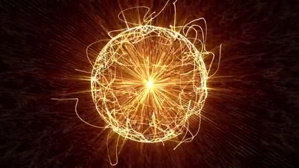Абстрактна Енергетична Сфера Гарячими Променями Світяться Неонові Лінії Футуристичний Фон — стокове відео