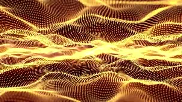 Loopable Animering Heta Gyllene Partikelvågor Futuristisk Bakgrund För Science Fiction — Stockvideo
