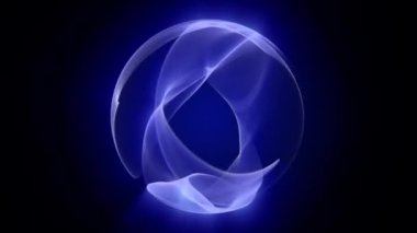 Soyut mavi enerji küresi. Kusursuz döngü arka planı. Canlandırılmış dalga enerji küresi. Dijital teknoloji, bilgisayar bilimi, internet bağlantıları ve müzik eşitleyici görselleştirme. Döngülü video, 4k, 60 fps