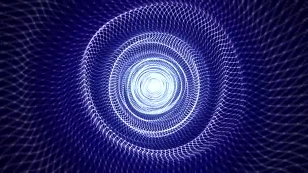 エネルギーの波を移動させた抽象的な青いトンネルのシームレスなループアニメーション インターネット デジタルテクノロジー サイエンスフィクション コンピュータ接続 Vjショーの未来的な背景 60Fpsについて — ストック動画
