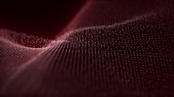 环状网络技术背景 具有优雅的波浪形结构 由具有柔和发光效果的闪亮粒子组成 无缝线环路动画为科学 计算机技术和音乐表演 60Fps — 图库视频影像