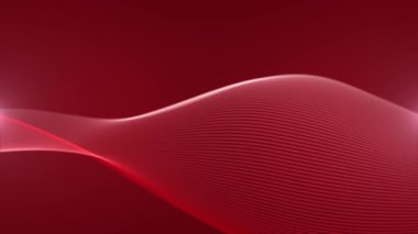 Sıfır yerçekiminde yüzen yumuşak dalgalı, zarif kırmızı bir zemin. Yumuşak beyaz ışık efektli ışık tellerinden oluşan soyut çizgili dalganın ruhani şekli. Kusursuz VJ döngü animasyonu, 4k 60 fps