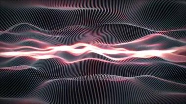 Parlak lav efektli kıvrımlı gri iplikçiklerden oluşan dalgaların soyut uzayı. Şık bir arka plan, şekil değiştiren dalga yapısı, düz çizgili animasyon ve parlak çizgiler. Kusursuz döngü, 4k 60fps