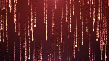 Düşen ışık parçacıkları ve soyut ışıltı damlaları ile altın parlayan bokeh yağmuru arka planı. Festival için parlak lüks animasyon, yıldönümü kutlaması ya da ödül töreni açılışı. 4K 60fps