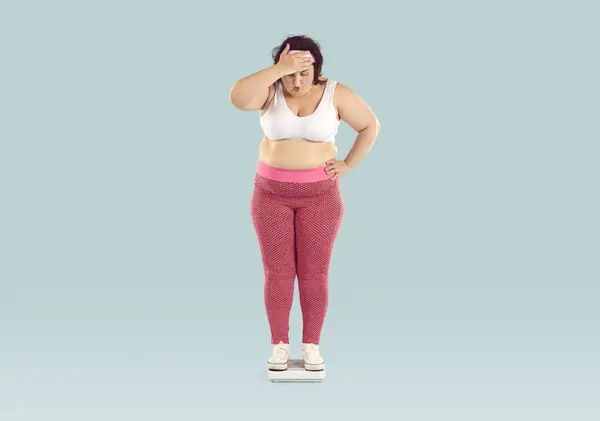 Mujer Con Sobrepeso Pesa Grande Gordito Gordito Regordeta Obesa Dama — Foto de Stock